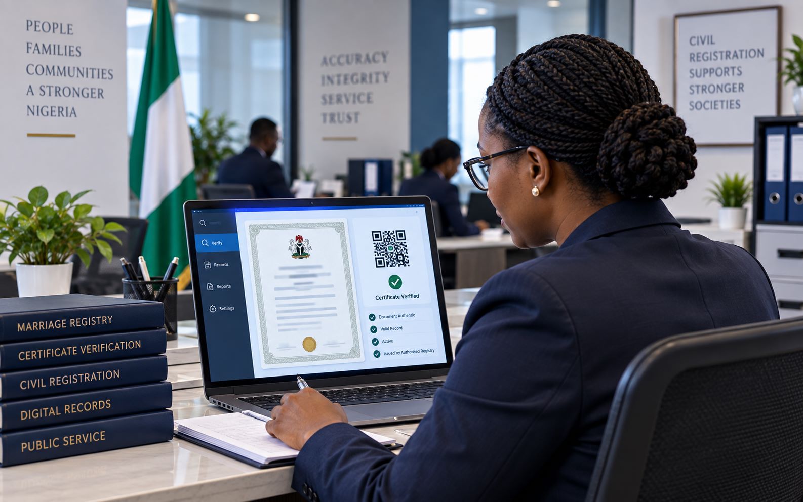 Controlled digital marriage certificate verification interface